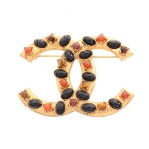 Chanel Coco Mark Brooch Pin Gold Plated #309074C84B